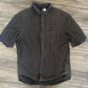 Short Sleeve Black Button Up
